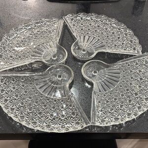 Elegant Clear Glass Fan-Shaped Serving Platter Set